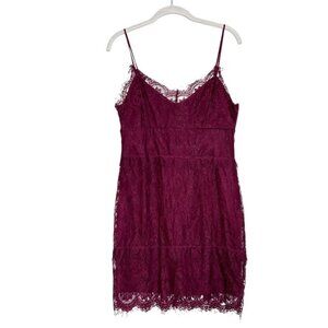 Revamped by Sirens Sleeveless Floral Lace Mini Dress in Plum - Sz L